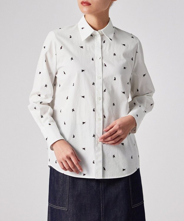 Paul Smith Ditsy Cat コットン シャツ オフホワイト