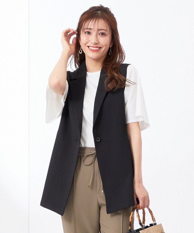 ANY SIS 【洗える】テーラード ジレ ブラック