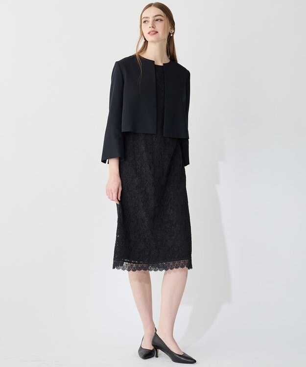 23区 L 【APPLAUDIR】バックサテンジョーゼット ジャケット ネイビー系