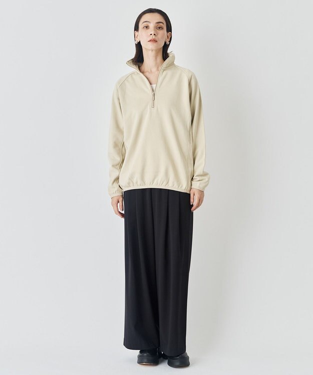 UNFILO MENS 【男女兼用】ナイロン裏毛 ハーフジップ ベージュ