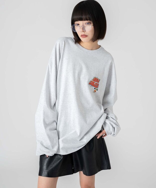 WEGO 【ユニセックス着用ITEM】別注BENDAVISグラフィックT（LS） アッシュグレー