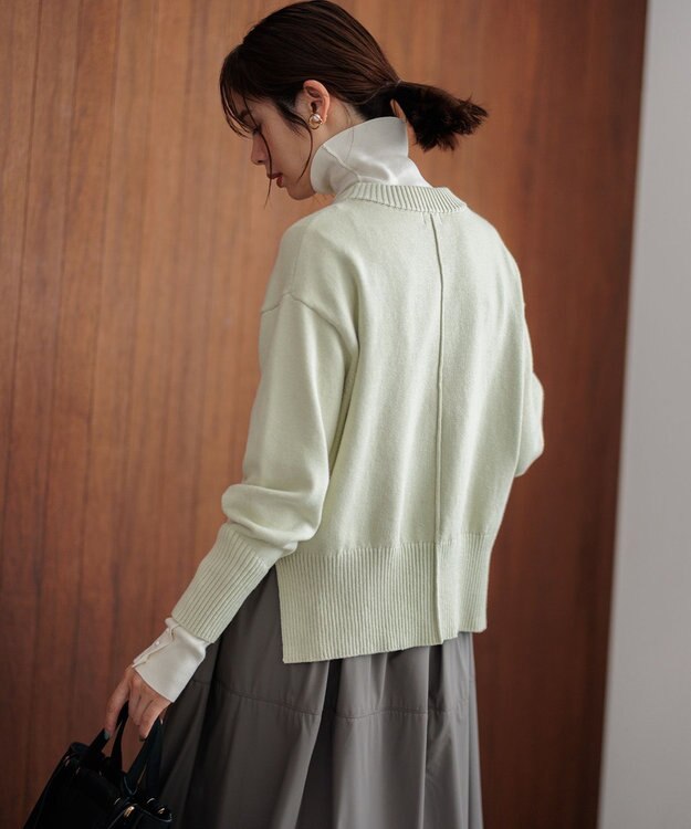 組曲 コットンカシミヤ混 クルーネックニット ピスタチオ系