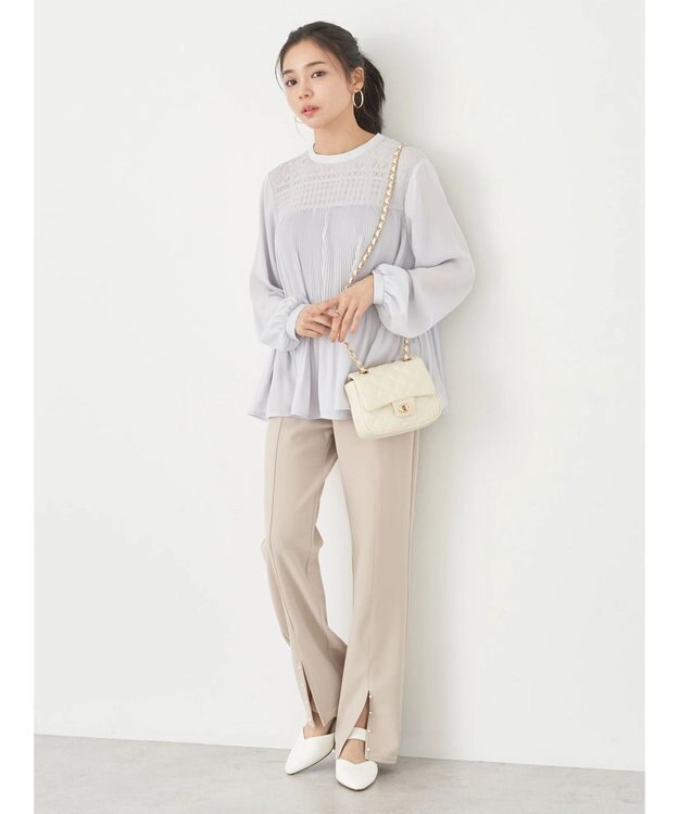 earth music&ecology レースプリーツブラウス Sax