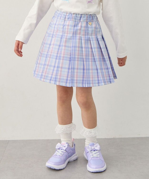 ANY KIDS チェックプリーツスカパン サックスブルー