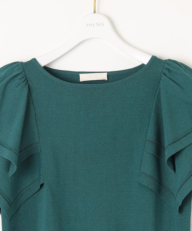 ANY SIS 【接触冷感】レイヤードスリーブ ニット グリーン