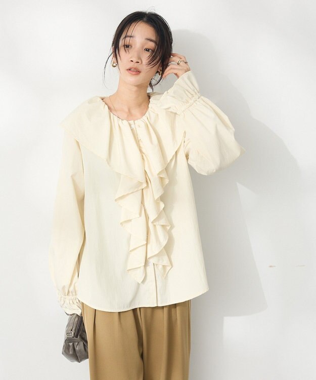 CRAFT STANDARD BOUTIQUE ビッグ襟フリルブラウス Ivory