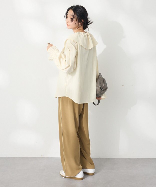 CRAFT STANDARD BOUTIQUE ビッグ襟フリルブラウス Ivory