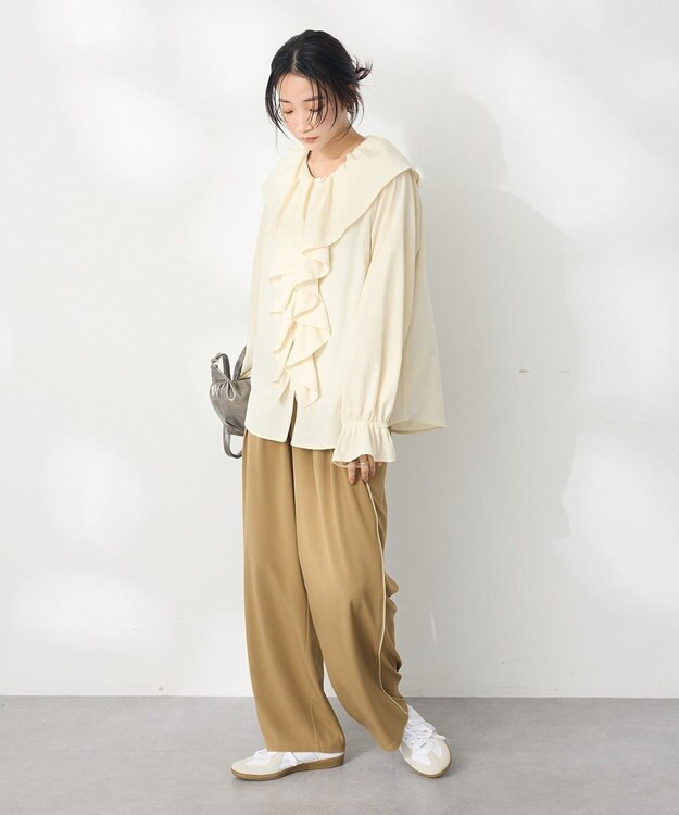 CRAFT STANDARD BOUTIQUE ビッグ襟フリルブラウス Ivory