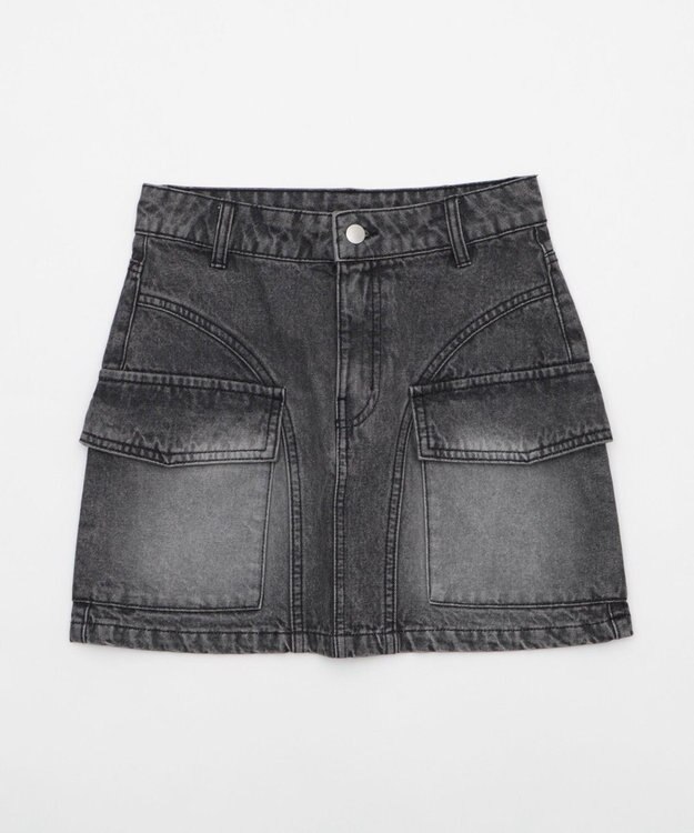 WEGO ヴィンテージウォッシュカーゴミニスカート デニムブラックソノタ