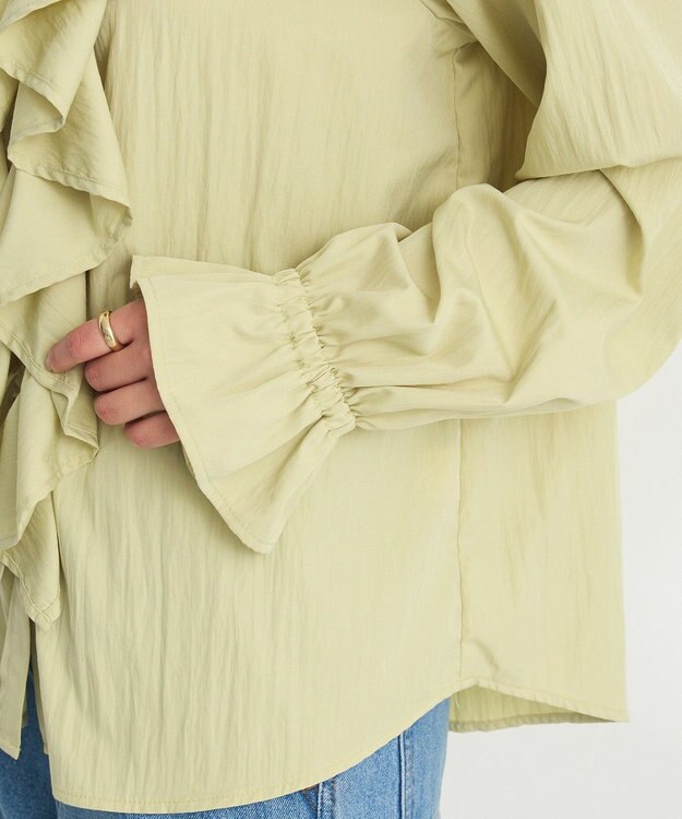 CRAFT STANDARD BOUTIQUE ビッグ襟フリルブラウス Green