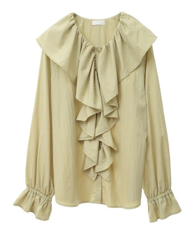 CRAFT STANDARD BOUTIQUE ビッグ襟フリルブラウス Green