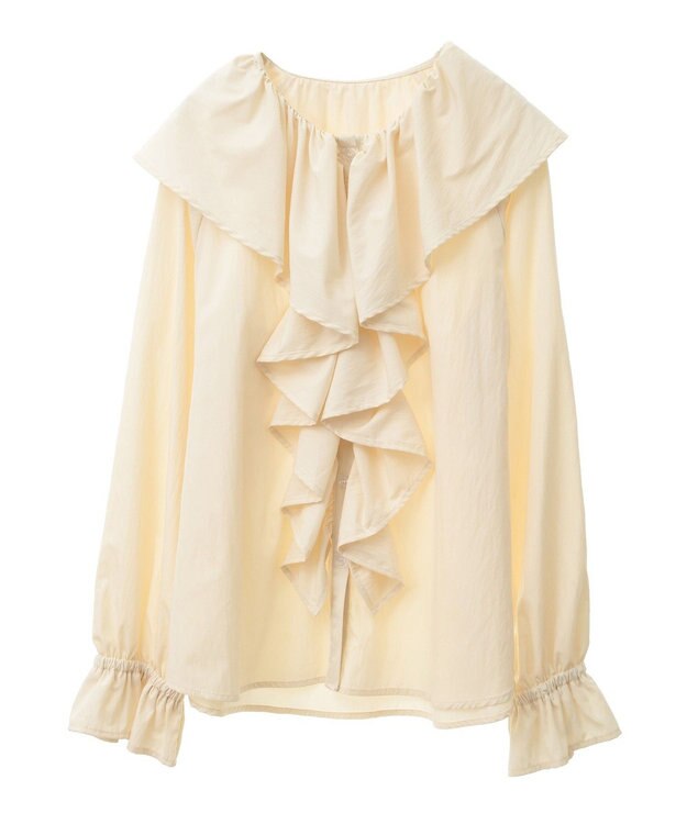 CRAFT STANDARD BOUTIQUE ビッグ襟フリルブラウス Ivory