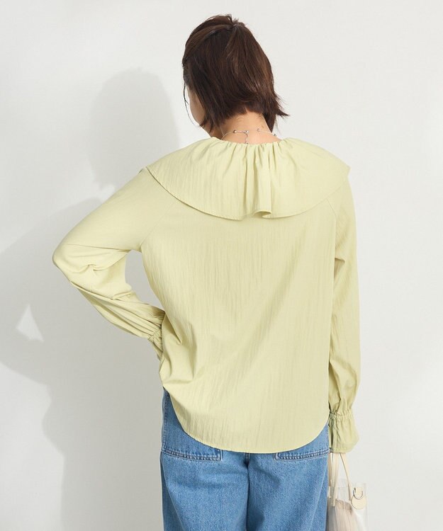 CRAFT STANDARD BOUTIQUE ビッグ襟フリルブラウス Green