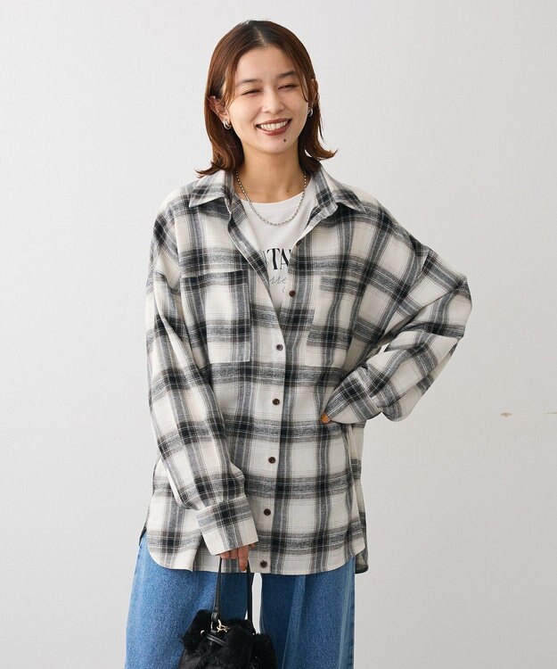 Green Parks ・ＥＬＥＮＣＡＲＥ　ＤＵＥ　２ｗａｙチェックビックシャツ Off White