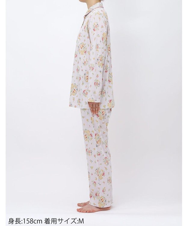 WACOAL パジャマ 長袖 長ズボン 綿100%(本体) スムース素材 ミントン レディース NDX561 /ワコール ホワイト