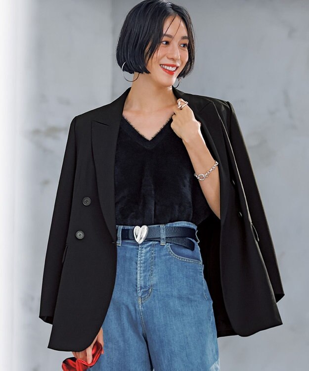 UNFILO L ナイロンシャギー ベスト ブラック