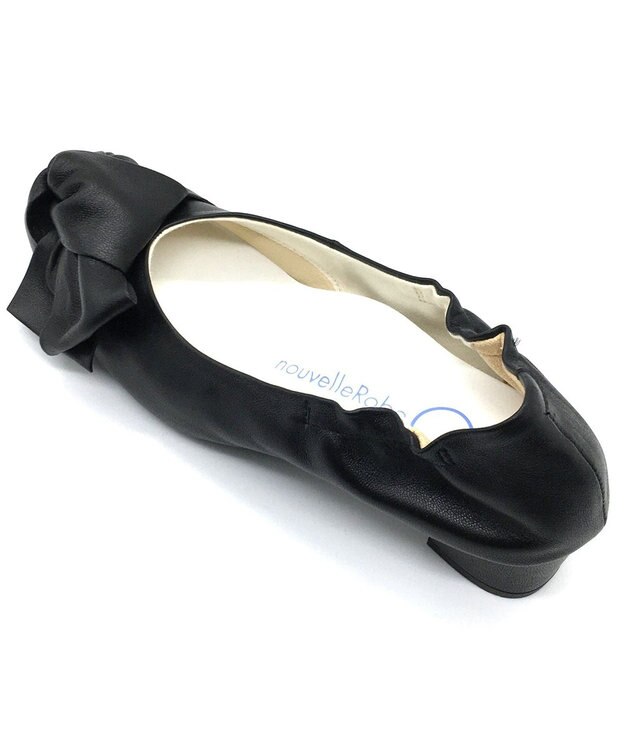 nouvelleRobe Oū 新色追加【本革・高反発】Heel Round Ribbon ヒールパンプス ブラック
