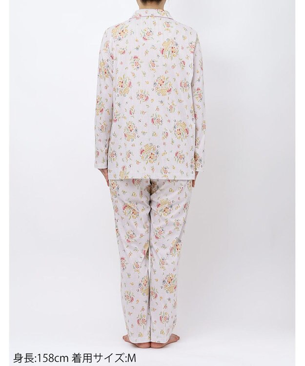 WACOAL パジャマ 長袖 長ズボン 綿100%(本体) スムース素材 ミントン レディース NDX561 /ワコール ホワイト