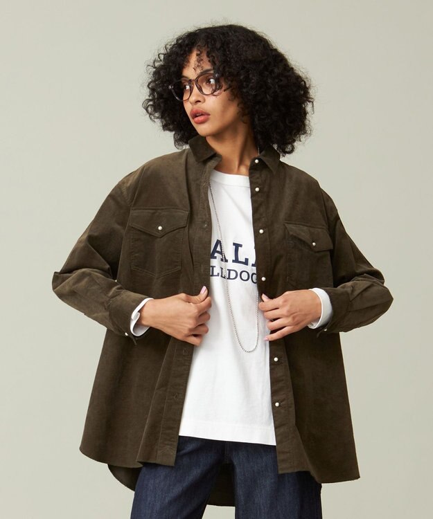 J.PRESS YORK STREET 【WOMEN】コーデュロイ ロングブラウス カーキ系
