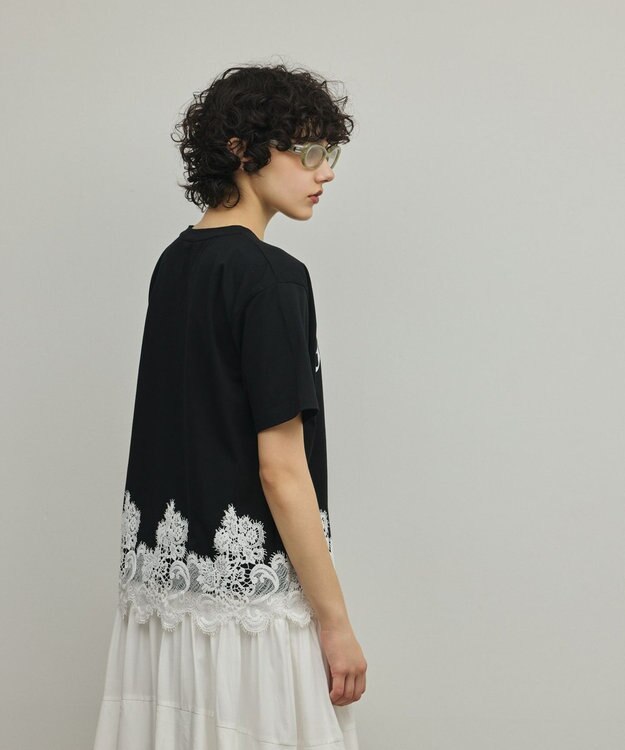 GRACE CONTINENTAL レースヘムロゴTシャツ ブラック