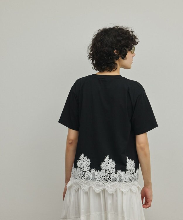 GRACE CONTINENTAL レースヘムロゴTシャツ ブラック