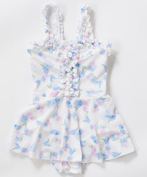 OP／FILA 【marie claire ENFANTS】花柄Aラインワンピース水着 サックス