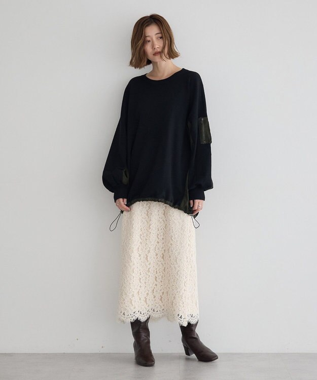 YECCA VECCA レースナロースカート Ivory