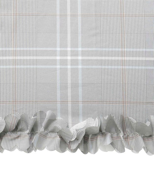 MOONBAT ランバン オン ブルー 晴雨兼用日傘 長傘 ドビー×フリル 遮光 遮熱 UV グレー（グレンチェック）