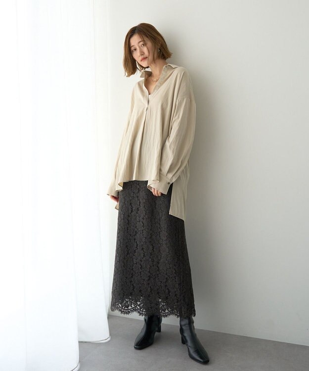 YECCA VECCA レースナロースカート Charcoal Gray