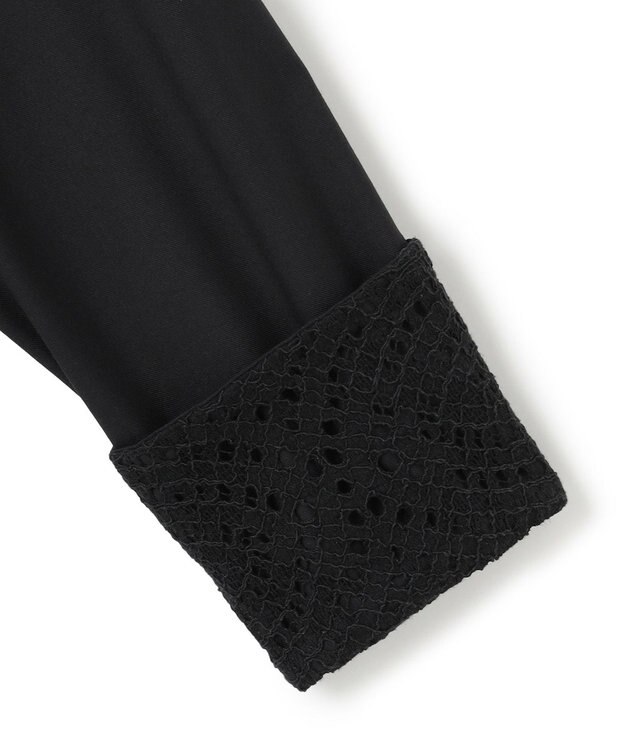 ICB L 【洗える】 レースコンビブラウス ブラック系