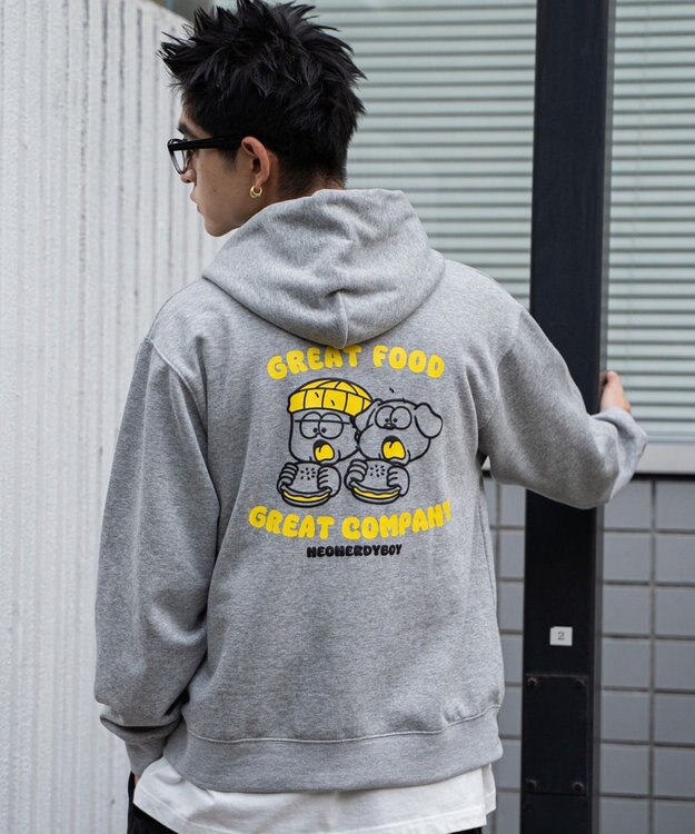 WEGO リラックスフィットTHEBOYグラフィックパーカー 杢グレー