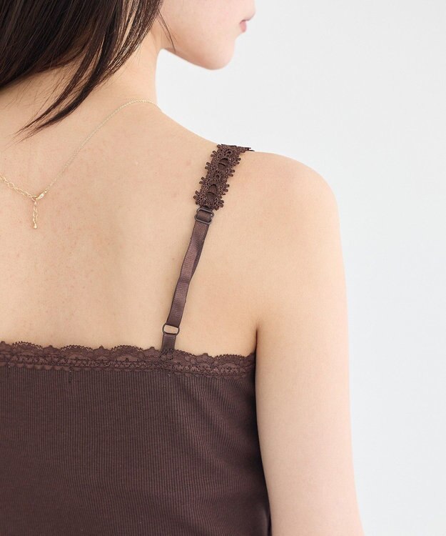 earth music&ecology カップ付レースキャミソール Brown