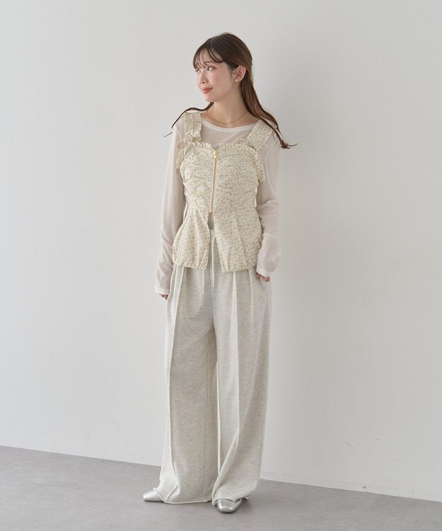 earth music&ecology フラワーペプラムビスチェ Ivory