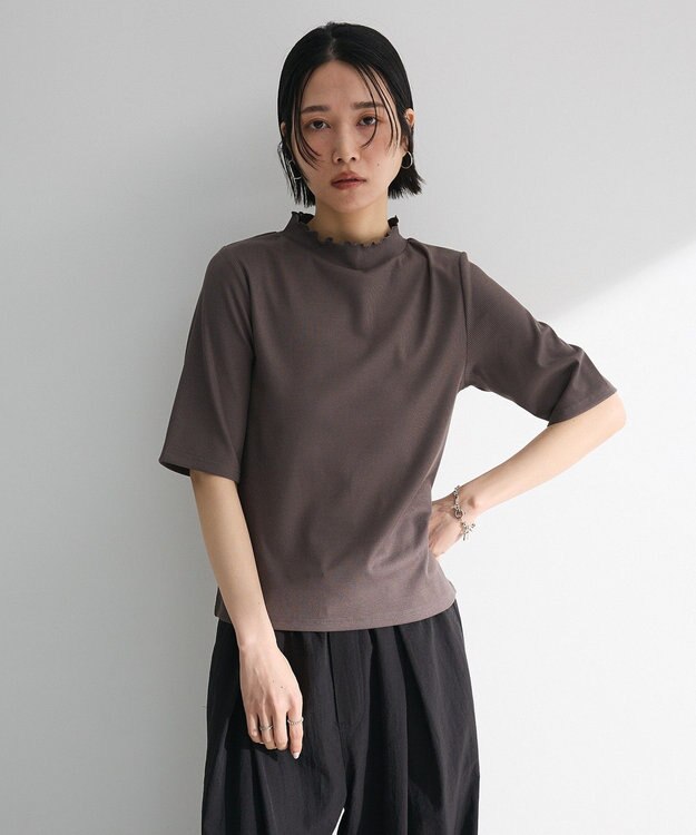 Green Parks ・Ｐｅｔｉｔ　Ｆｌｅｕｒ　５分袖メロウリブＴＥＥ Charcoal Gray