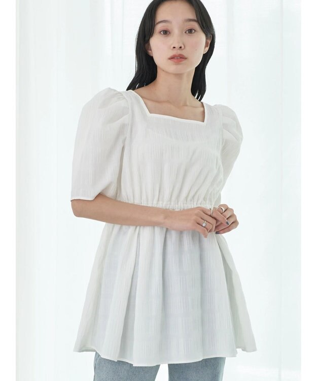 earth music&ecology スクエアネックチュニック Off White