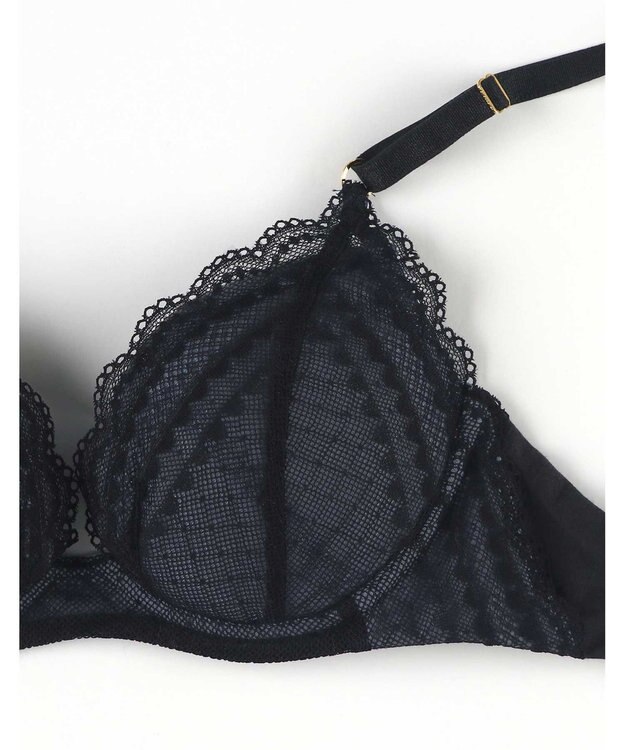 une nana cool リニューアル【綿混】ビタードットコットン 3/4カップブラ ブラック