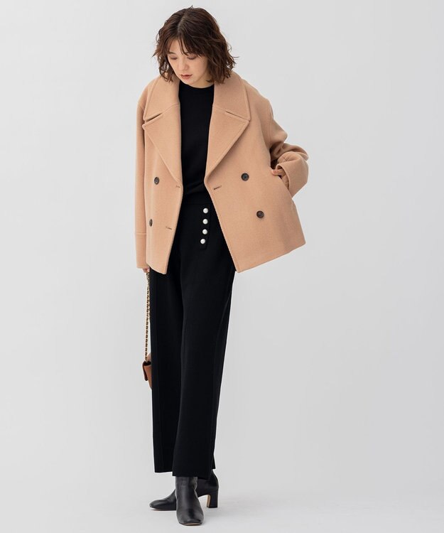 23区 ヘリンボーン ショート ピーコート キャメル系