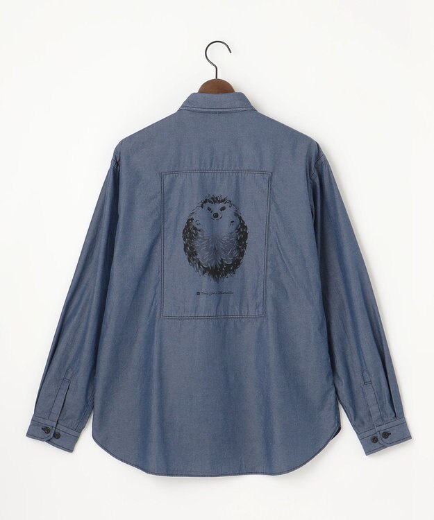 JOSEPH ABBOUD MOUNTAIN 【テーム・ヤルヴィコラボ・サスティナブル】コットンテンセルツイルバックプリント シャツ ネイビー系