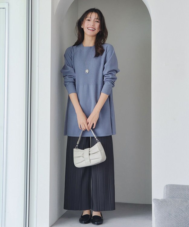 Tiaclasse 【新色追加・洗える】ミドルリブニットチュニック チャコールグレー