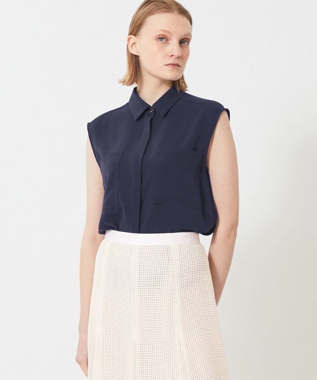 BEIGE， HYACINTH / ショートカラーシャツ Navy