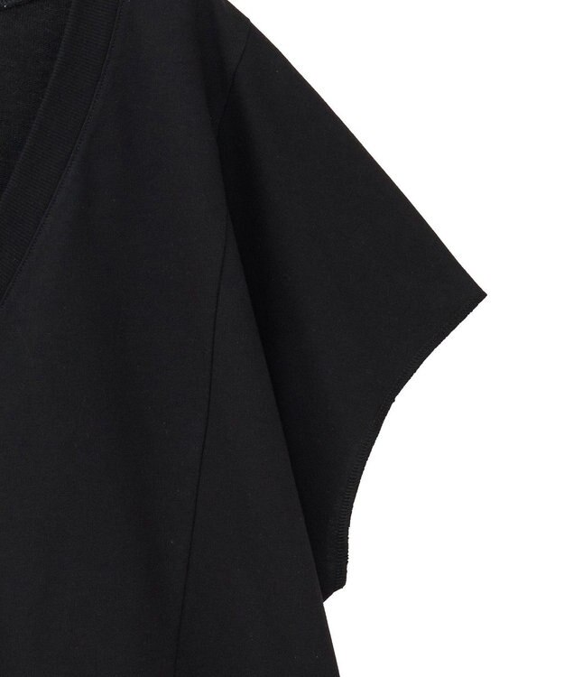 Green Parks 深Ｖネックミニ裏毛フレンチスリーブプルオーバー Gray