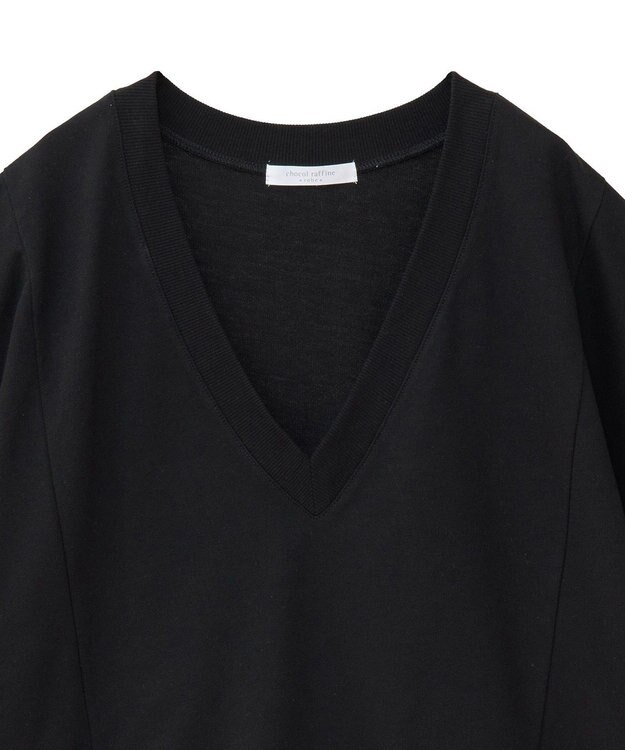 Green Parks 深Ｖネックミニ裏毛フレンチスリーブプルオーバー Gray