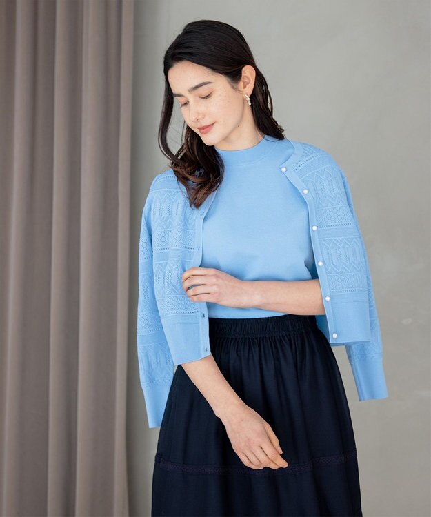 組曲 【2SET・WEB限定】編地ニット ツインセット サックスブルー系