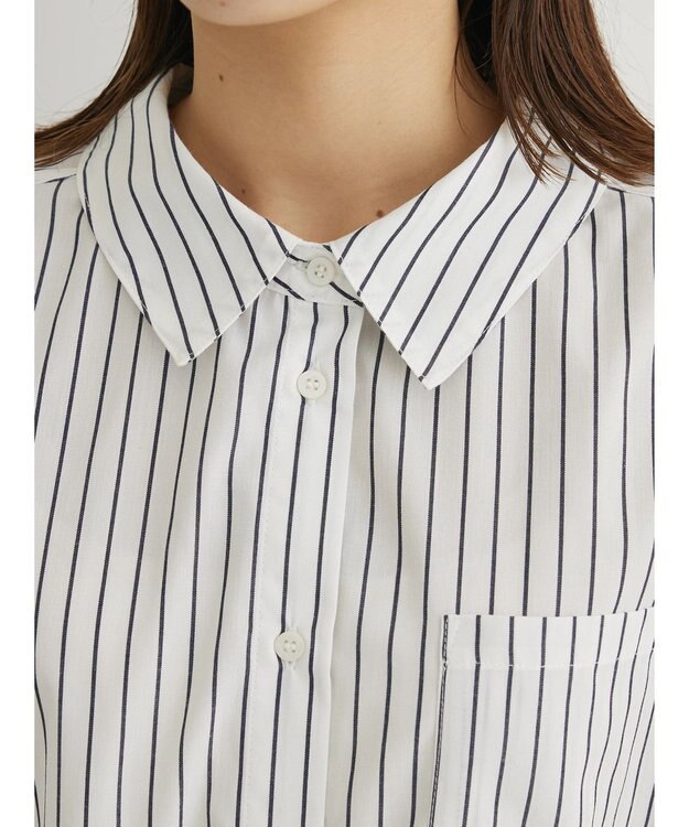 Green Parks ミドル丈シャツワンピース Navy