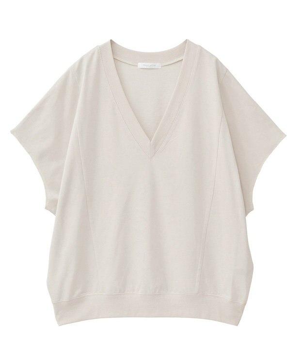 Green Parks 深Ｖネックミニ裏毛フレンチスリーブプルオーバー Gray