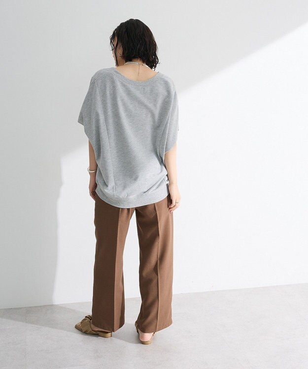 Green Parks 深Ｖネックミニ裏毛フレンチスリーブプルオーバー Gray