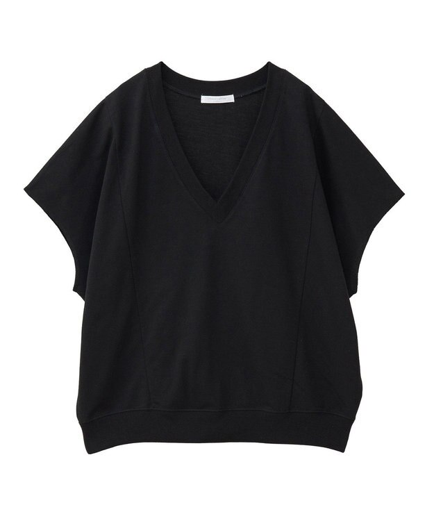 Green Parks 深Ｖネックミニ裏毛フレンチスリーブプルオーバー Gray