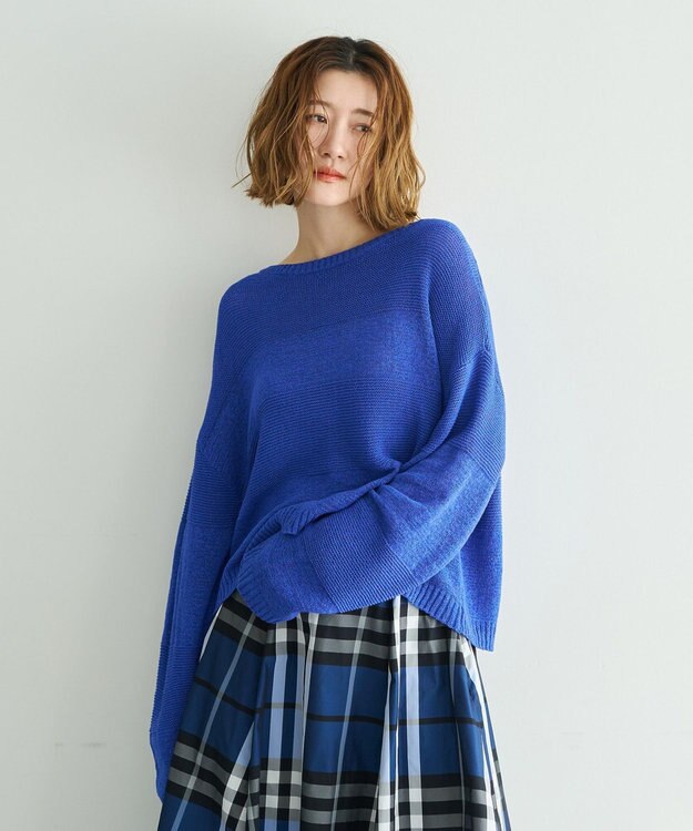 YECCA VECCA テープヤーンルーズニットプルオーバー Blue