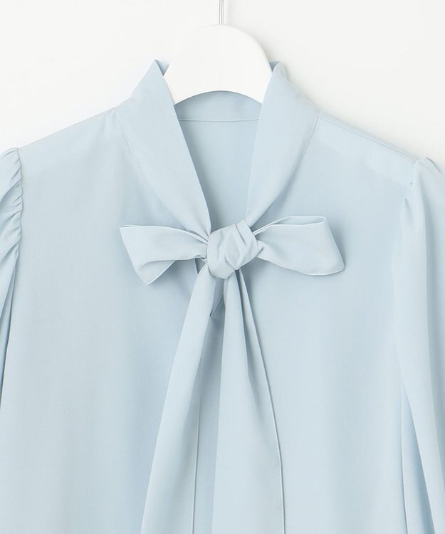 Feroux リボンタイパフスリー ブブラウス スカイブルー系