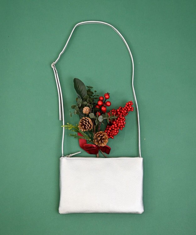 Hekhèr Le Style de Vie 新素材・新色追加【日本製】シュリンクレザー スクエアショルダーバッグ シルバー シルバー